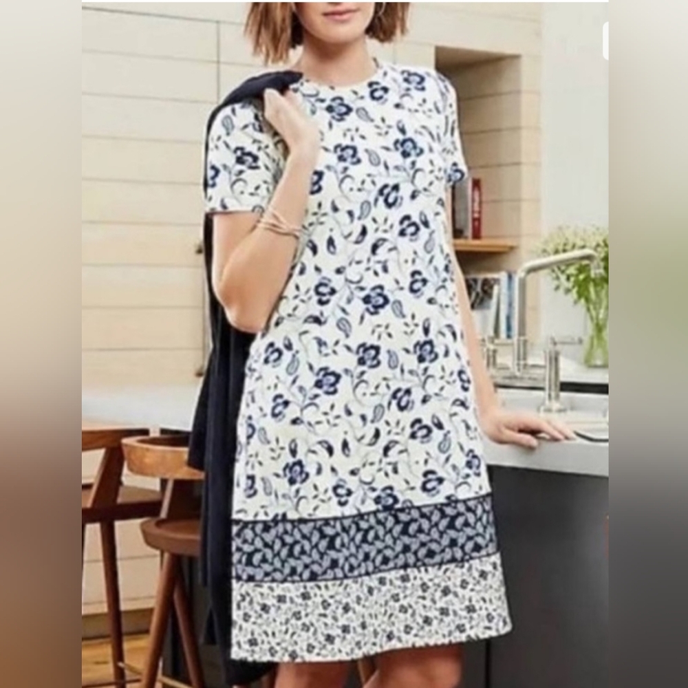J. Jill Blue and White Floral Midi Dress